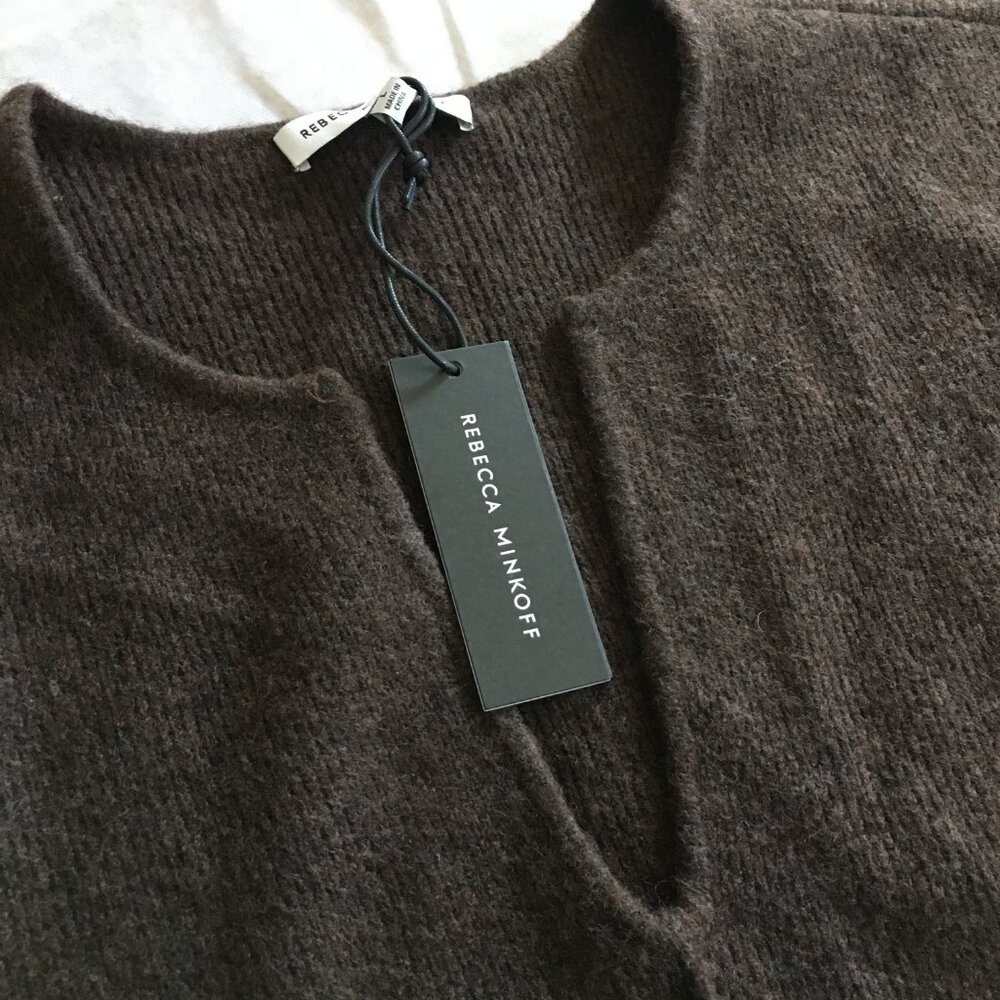 Rebecca Minkoff Women's Harper V-Neck Sweater, Brown, L - Picture 3 of 5